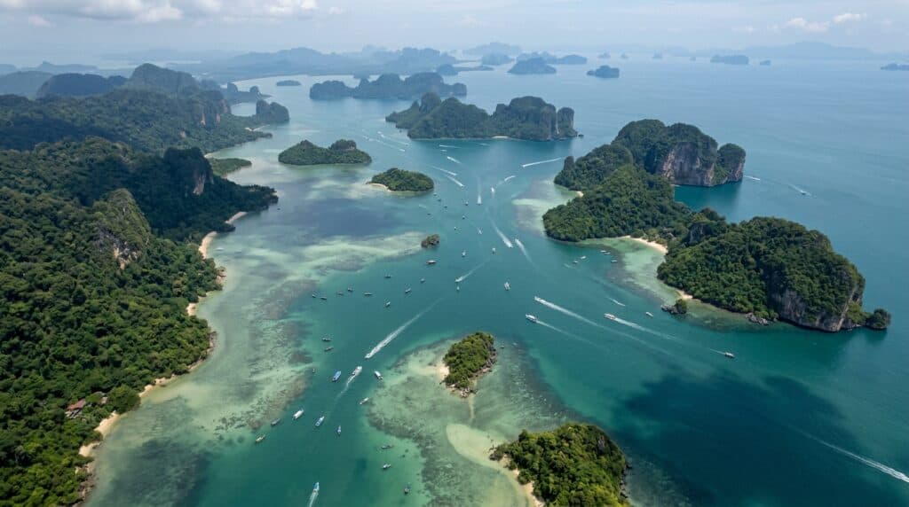 Islas y costa del mar de Andamán en Tailandia